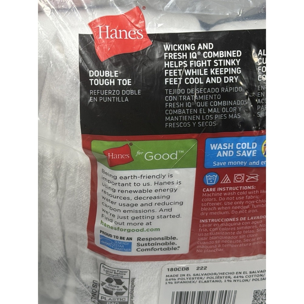 Hanes ~ 8-Pair White Over The Calf Tube Socks Cotton Blend Cushioned ~ Size 6-12 - Picture 7 of 12